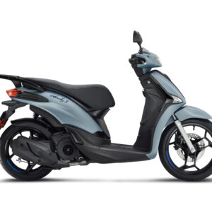 Piaggio Liberty S 125 Euro 5+ A sleek light blue scooter with a modern design, featuring a comfortable seat, stylish wheels, and a sporty frame.